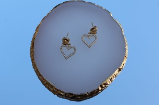 Kolczyki sztyfty, wkrętki, stal nierdzewna, serca z cyrkoniami