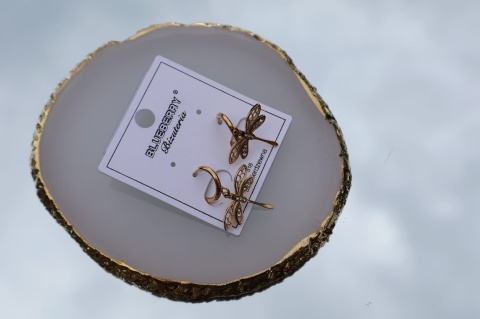 Kolczyki wiszące ważki cyrkonie stal nierdzewna 316 Blueberry