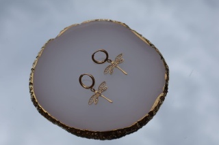 Kolczyki wiszące ważki cyrkonie stal nierdzewna 316 Blueberry