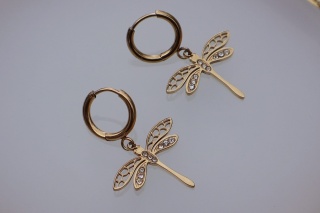 Kolczyki wiszące ważki cyrkonie stal nierdzewna 316 Blueberry