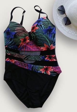 Kostium kąpielowy jednoczęściowy, motyw kwiatowy