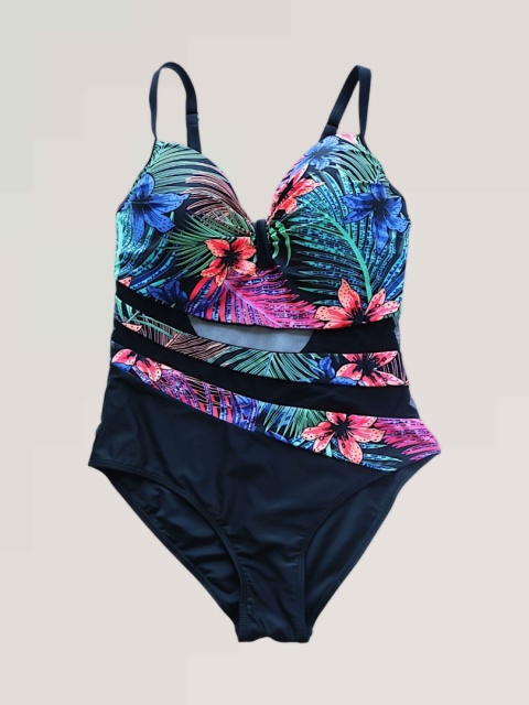 Kostium kąpielowy jednoczęściowy, motyw kwiatowy