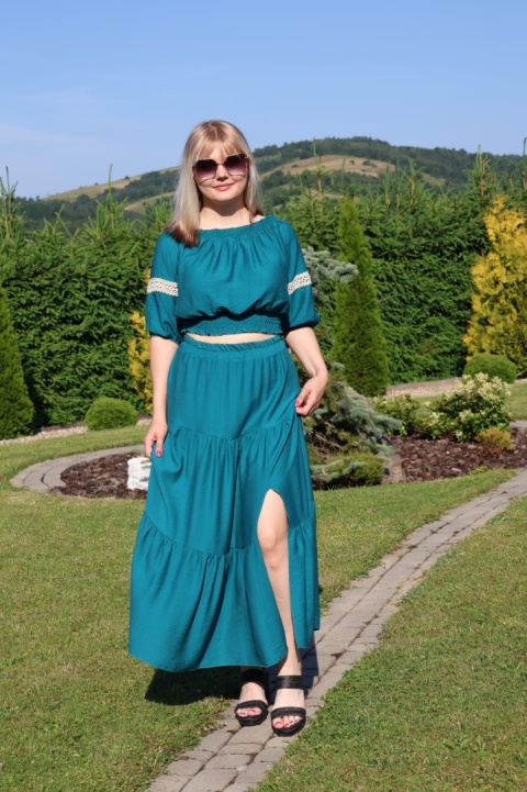 Wiskozowy komplet, spódnica i bluzka