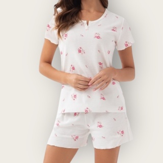 Bawełniana piżama damska w drobne kwiaty Luna