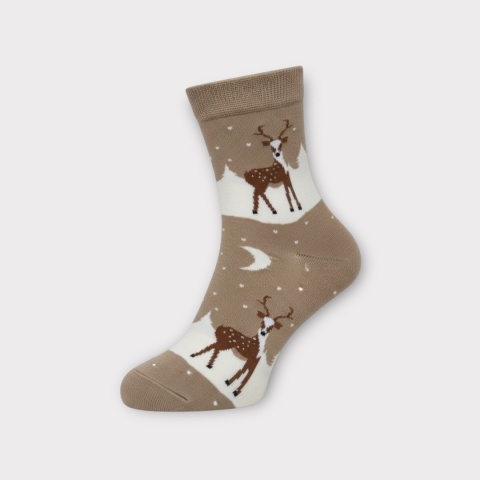 Bawełniane skarpetki świąteczne z motywem renifera Aurovia