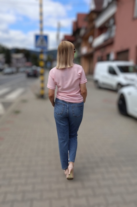 Bluzka z dekoltem w serek, krótki rękaw, ozdobne kryształki