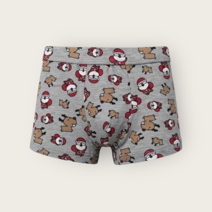 Chłopięce bokserki świąteczne Moraj z Mikołajem i reniferami szare