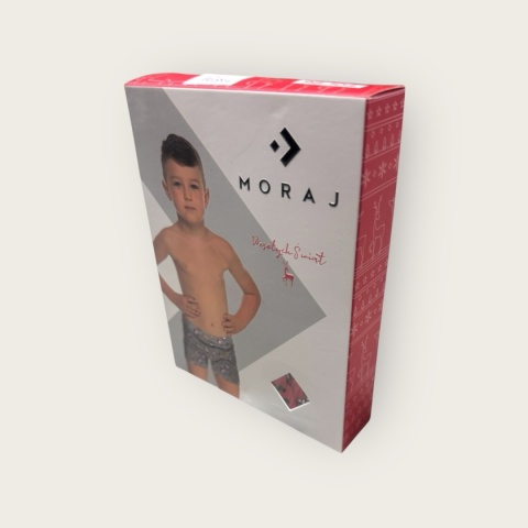 Chłopięce bokserki świąteczne Moraj z Mikołajem i reniferami czerwone