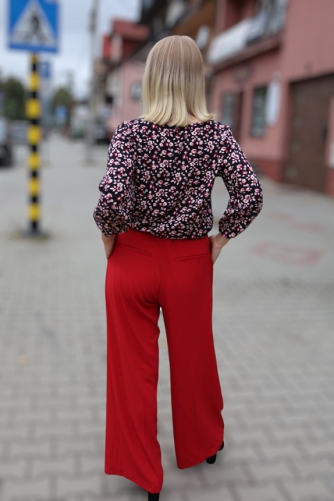 Czerwone eleganckie spodnie z szeroką nogawką H&M