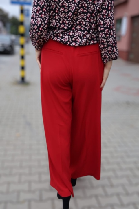Czerwone eleganckie spodnie z szeroką nogawką H&M