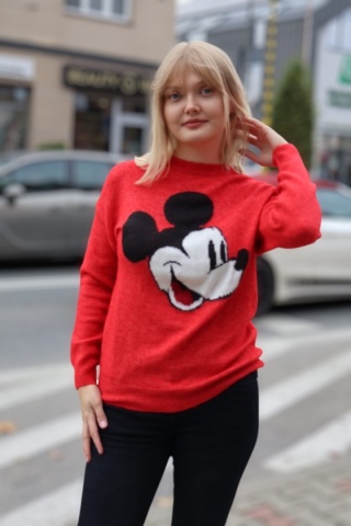 Damski sweterek Mickey Mouse czerwony