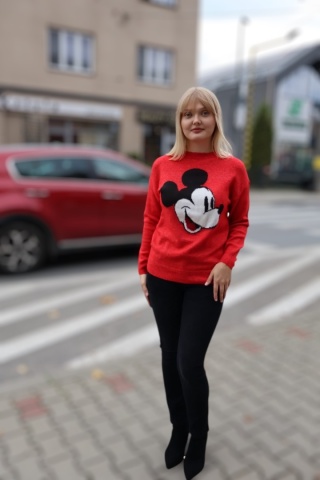 Damski sweterek Mickey Mouse czerwony