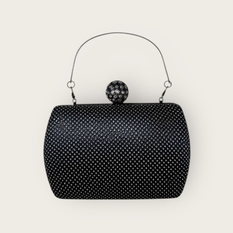 Elegancka czarna torebka wieczorowa z kryształkami