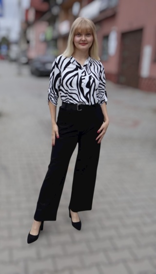 Eleganckie, szerokie spodnie dzianinowe, czarne