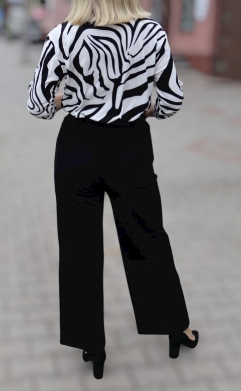 Eleganckie, szerokie spodnie dzianinowe, czarne