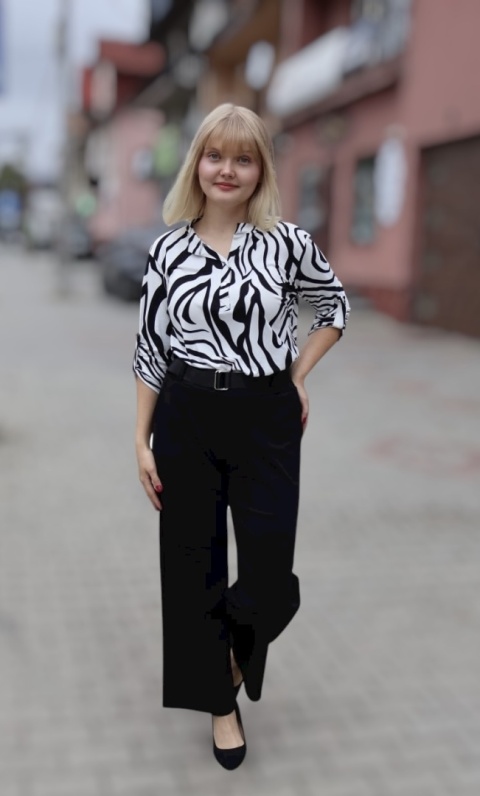 Eleganckie, szerokie spodnie dzianinowe, czarne