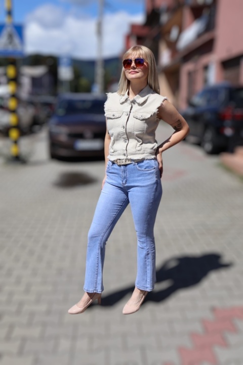 Kamizelka damska jeansowa beżowa