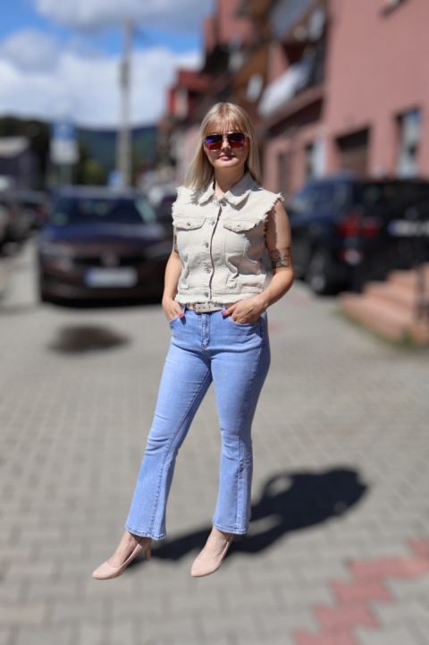 Kamizelka damska jeansowa beżowa
