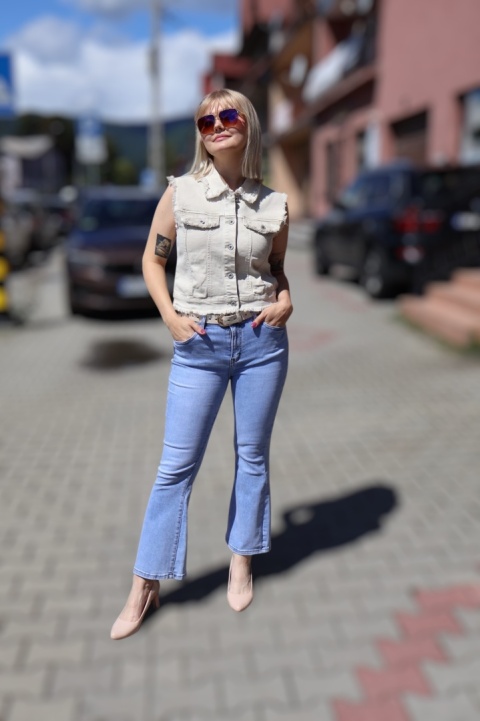 Kamizelka damska jeansowa beżowa