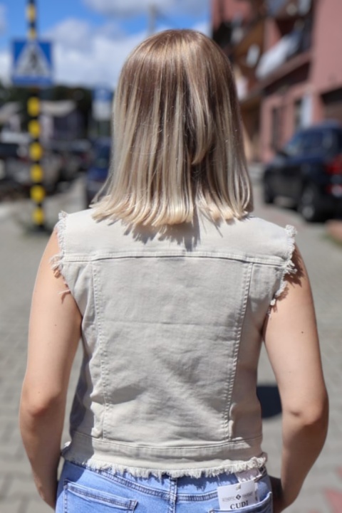 Kamizelka damska jeansowa beżowa