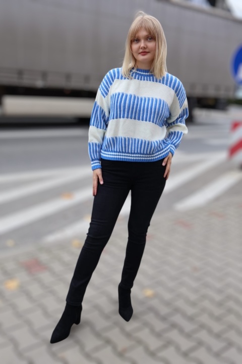 Klasyczne jeansy damskie z paskiem Cudi ciemny denim, wysoki stan