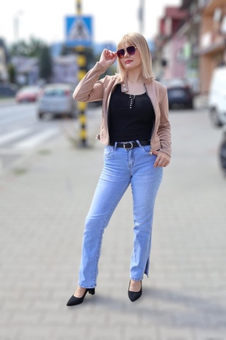 Kurtka ramoneska zamszowa ze stójką