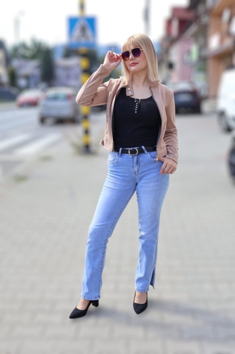 Kurtka ramoneska zamszowa ze stójką