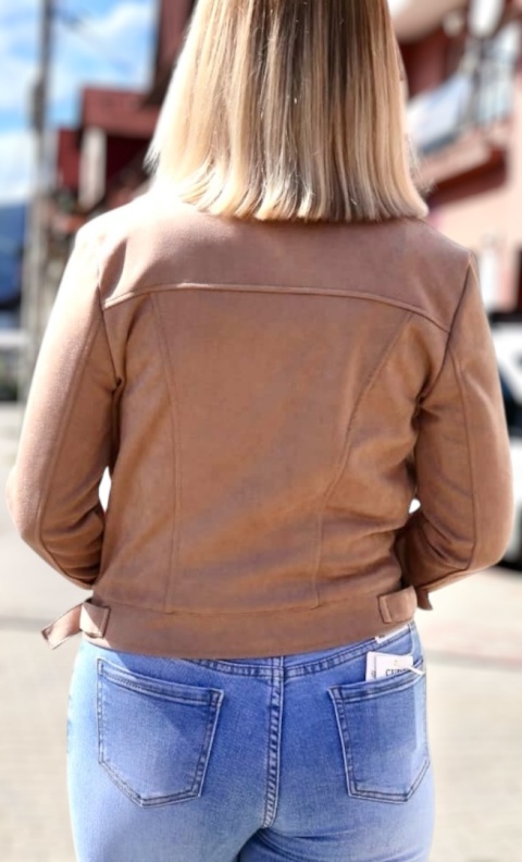 Kurtka ramoneska zamszowa ze stójką