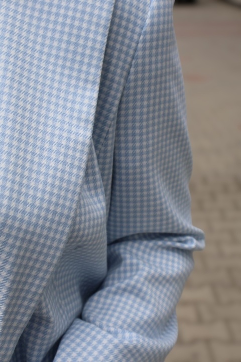 Marynarka w kratę zapinana na guzik, błękitna Sumada