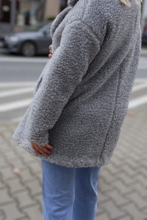 Płaszcz damski pluszowy szary oversize