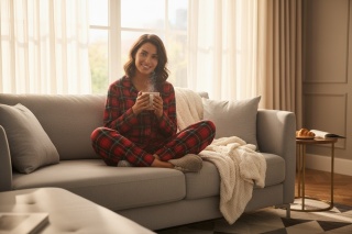 Bawełniana piżama damska w kratę – klasyczna czerwień