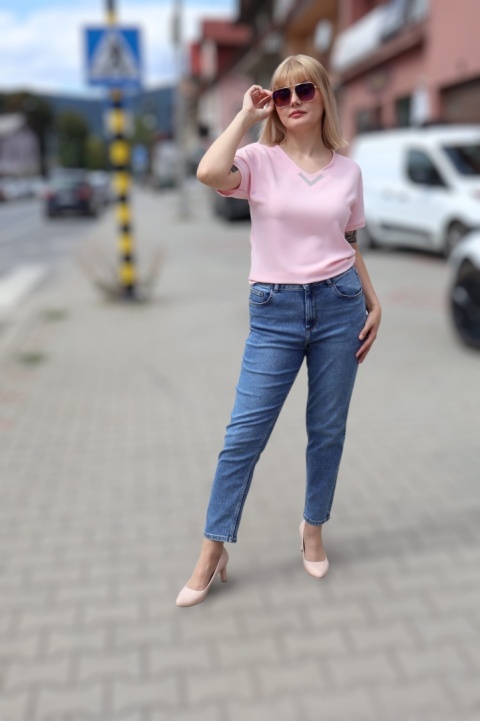 Spodnie jeans mom slim, wysoki stan ,Mohito