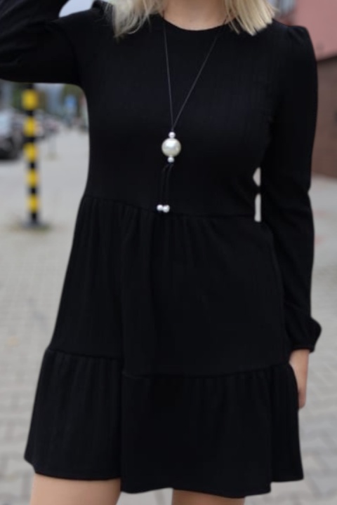 Sukienka mała czarna mini z falbanami OVS