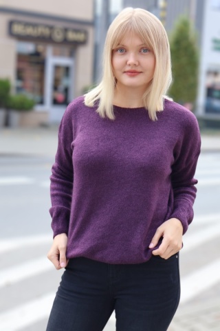 Sweterek damski baby alpaka śliwka