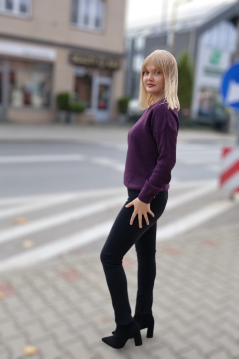 Sweterek damski baby alpaka śliwka