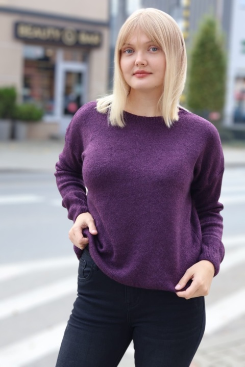 Sweterek damski baby alpaka śliwka