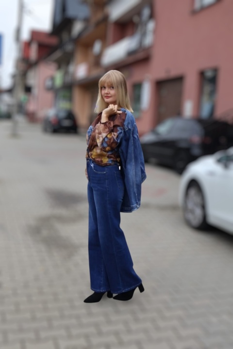 Zwiewna bawełniana koszula z motywem kwiatowym, brązowa